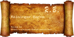Reininger Barna névjegykártya